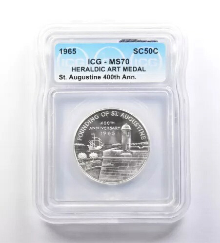 1965年製 いわゆるハーフダラー セントオーガスティン400周年記念 MS70 ICG *7197｜WORLD RESOURCE【KING店】