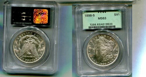 1898年 S モーガン シルバー ドル PCGS MS63 グリーンラベル｜WORLD RESOURCE【KING店】