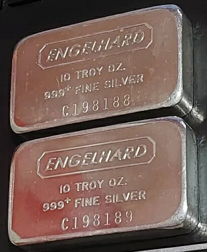 ? シリアルナンバー入りヴィンテージプレスENGELHARD 10オンスシルバーバー2個セット?