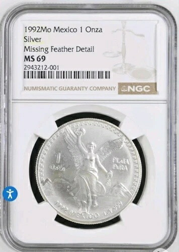 1992 Mo メキシコ 1 オンザ 1 オンス .999 シルバー リベルタ - NGC MS69 フェザーディテール欠落｜WORLD RESOURCE【KING店】