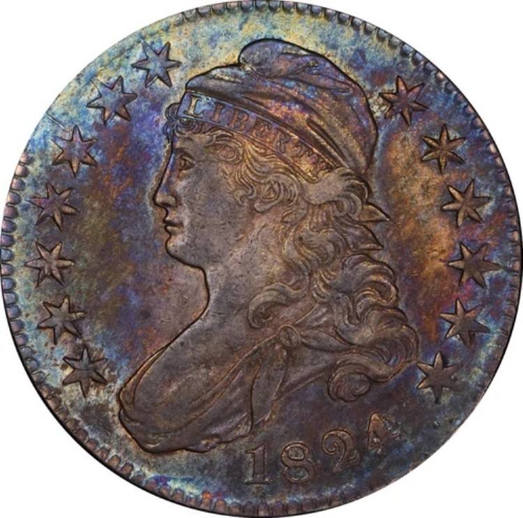 1824年 XF45 キャップドバストハーフダラー、O-103 各種日付、PCGS 10940125