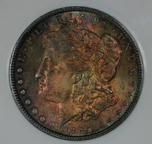 1897年 $1 VAM 6A トップ100 MS 63 ANACS モルガン銀貨 $1 ミス・リバティ・ヘッド