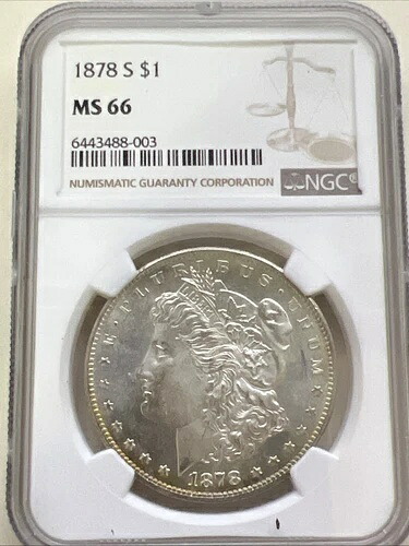 1878年 S S 1ドル モルガン銀貨 NGC MS66 Gem BU認定