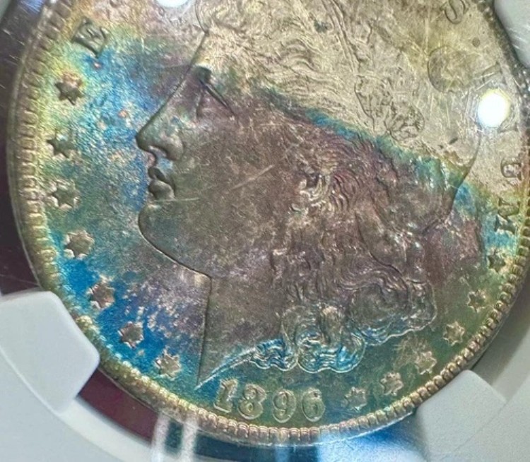 1896-P $1 モーガン シルバー ドル NGC MS63 両面トナー #63-018 美しいコイン!