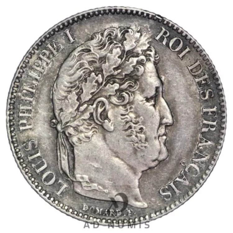 フランス 1 フラン 1845 B ルイ フィリップ AU 銀貨