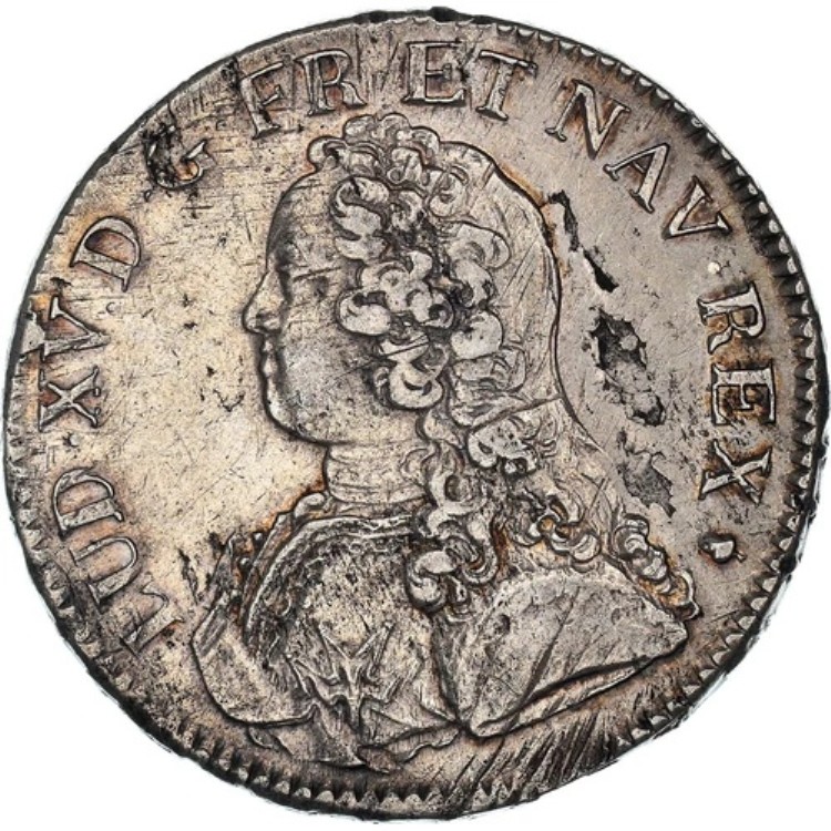 [#970679] コイン、フランス、ルイ 15 世、エキュ オリヴィエ、エキュ、1727、Re、ims