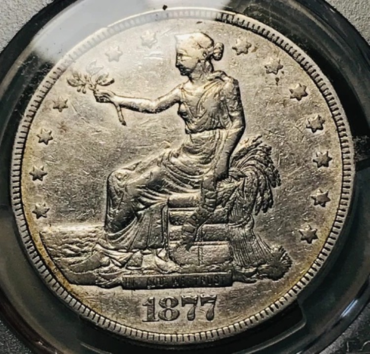 1877年米国貿易ドル 1ドル PCGS XF 詳細 90%銀貨 CC26661