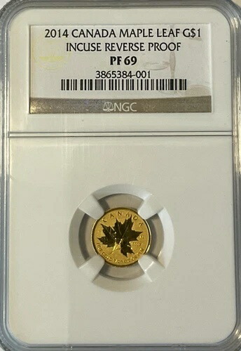 2014年カナダゴールドメープルリーフ1/20オンス1ドル金貨（裏面プルーフ付き）NGC PF69 146,850円