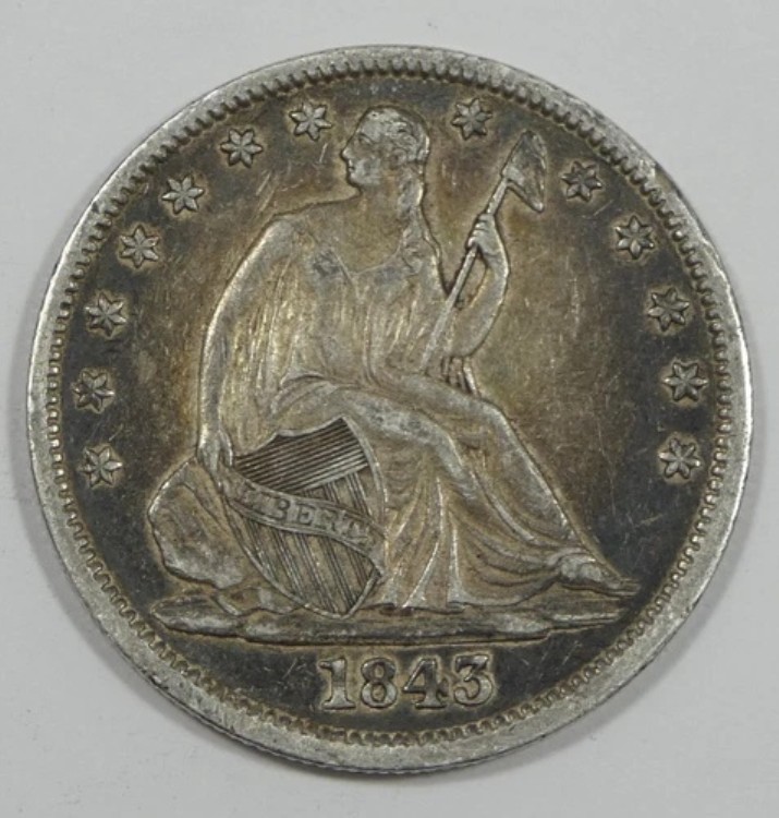 1843-O 自由の女神像半ドル 極上銀貨 50セント