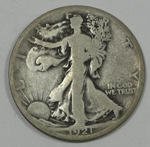 1921-D ウォーキング・リバティ・ハーフダラー 良好 銀貨 50セント