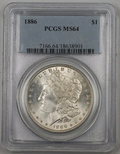 1886年 アメリカ モルガン シルバードルコイン $1 PCGS MS-64 Br6 (良好) L