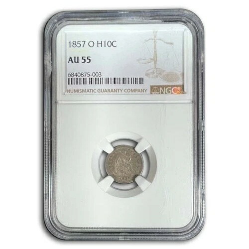 1857-O 自由の女神像半ダイム AU-55 NGC
