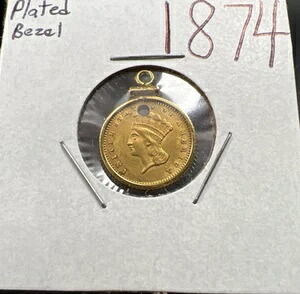 1874年 G$1 ゴールド $1 プリンセスヘッド ドルコイン AU 詳細 ダメージあり ジュエリー SKU#B