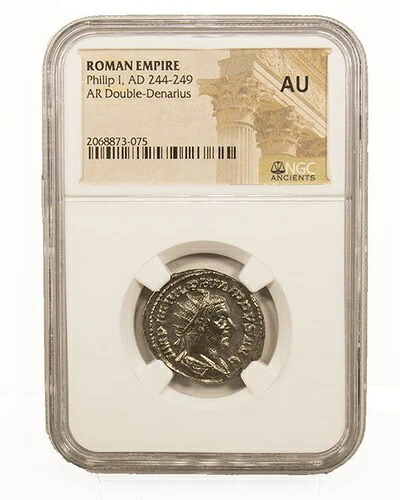 希少なローマ銀貨 アントニニアヌス - フィリップ1世（西暦244-249年） NGC - AUコイン