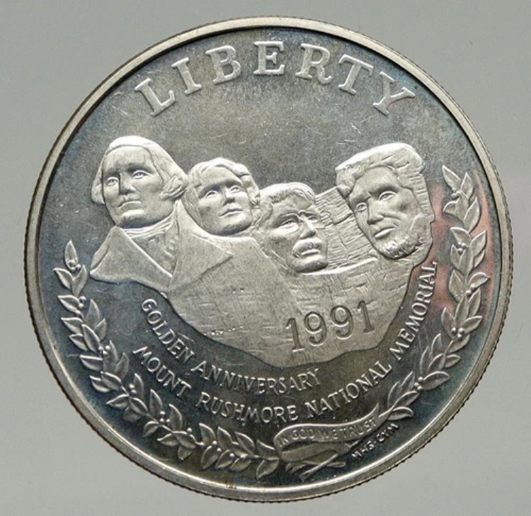 1991年 S アメリカ合衆国 ラシュモア山 大統領記念 オールド シルバー ドルコイン i93266 148,500円