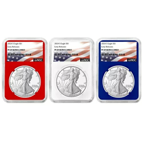 3 個セット - 2024-S $1 プルーフ アメリカン シルバー イーグル NGC PF69UC ER フラッグ ラベル レッド... 147,950円