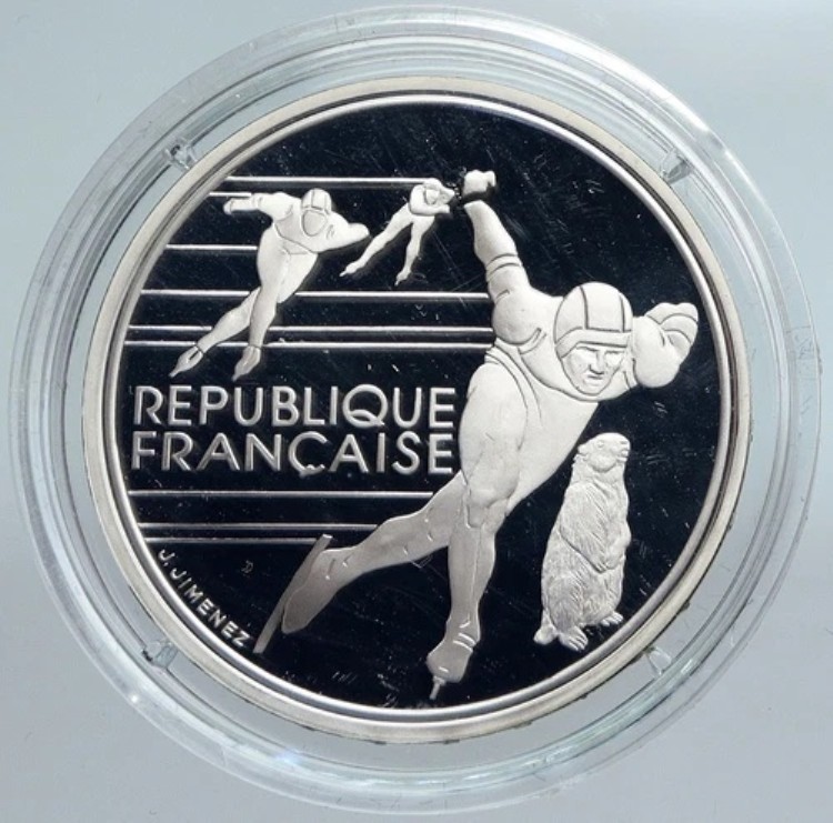 1990年 フランス スピードスケート 1992年 オリンピック プルーフ シルバー 100フラン コイン i89947 148,500円