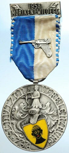 1958年 スイス射撃フェスティバル ヴィンテージ オールドスイスリボン賞メダル i105316