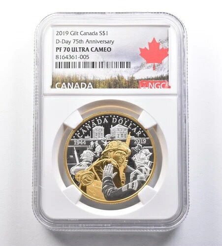 2019年カナダ1ドル金銀ノルマンディー上陸作戦75周年記念 PF70 UCAM NGC *7111
