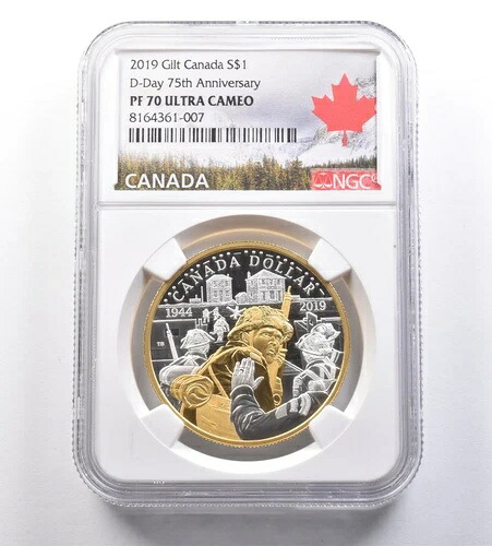 2019年カナダ1ドル金銀ノルマンディー上陸作戦75周年記念 PF70 UCAM NGC *7113