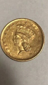 1856年 1ドル金貨 斜め5