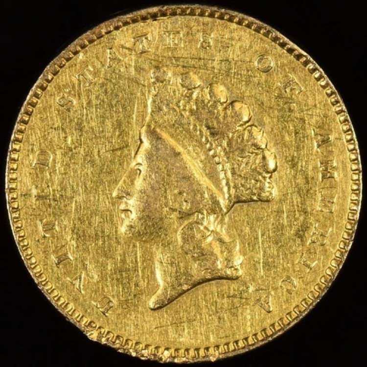 1854年 1ドル金貨 ? VF 非常に細かいディテール ? タイプ2 T2コイン 元ジュエリー ?信頼済み?