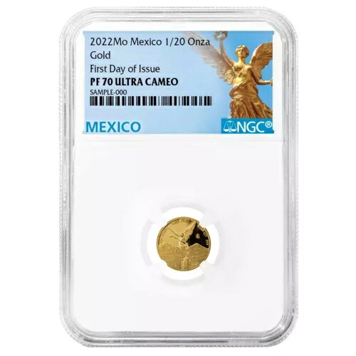 2022年 プルーフゴールド メキシコ リベルタッド オンザ 1/20オンス NGC PF70UC FDI メキシコラベル