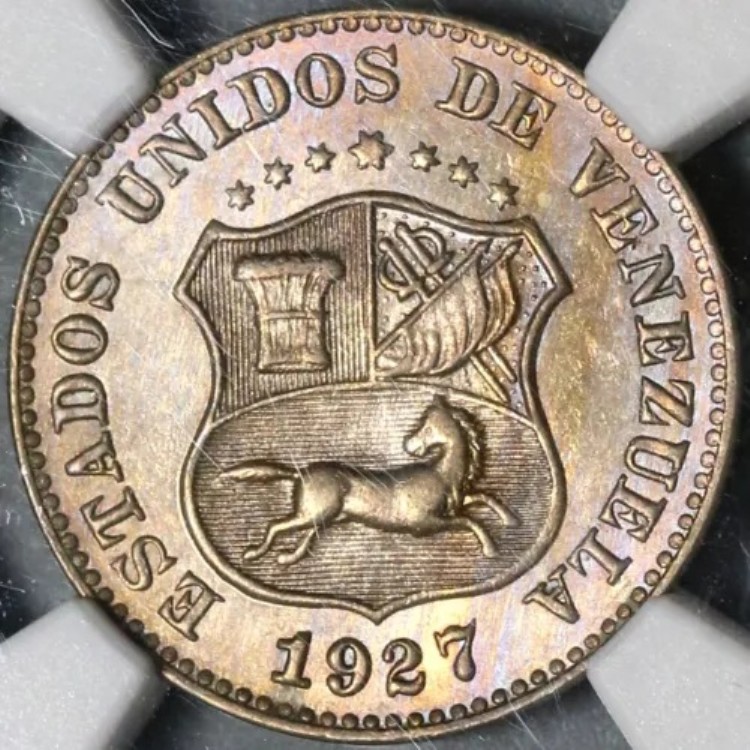 1927年 NGC MS 64 ベネズエラ 5センティモス ホース ミントステートコイン (20121801C)