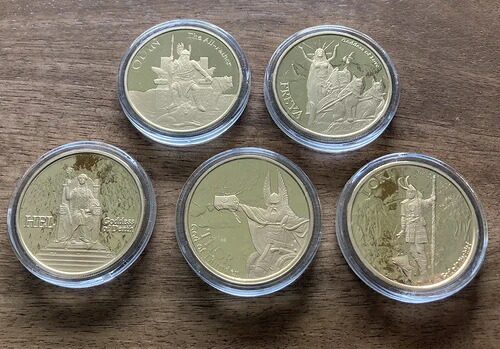 ヴァルキリー北欧神シリーズ 5枚セット 1オンス 純銀貨 金メッキ