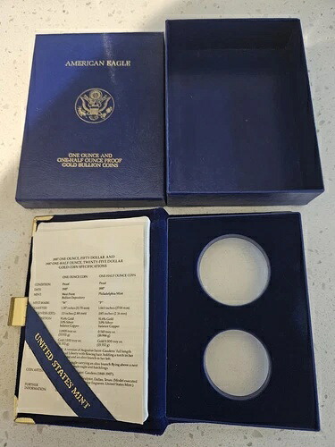 1987年 ゴールドイーグル プルーフ 1.5オンス $50 $25 箱＆COA OGP - コインなし