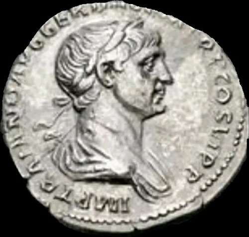 トラヤヌス帝 98-117 年 ローマ帝国銀貨 デナリウス 2.74 グラム ローマ造幣局 116 年鋳造
