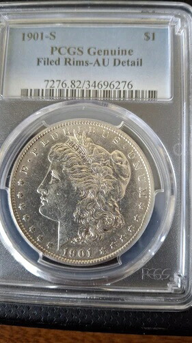 1901年 S モーガン シルバー ダラー PCGS 純正ファイルリム AU ディテール r2