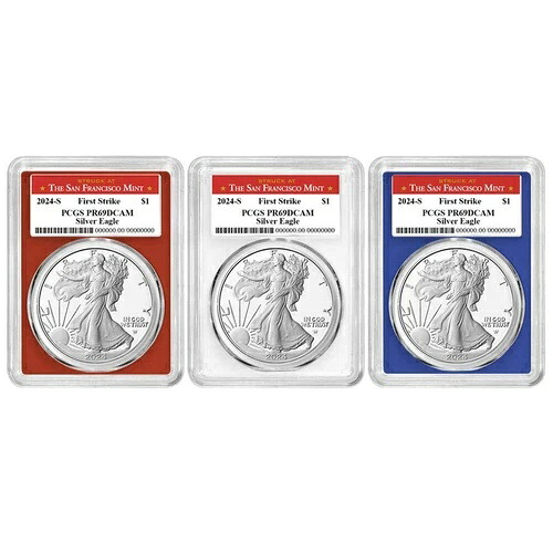 2024-S プルーフ $1 アメリカン シルバー イーグル 3 枚セット PCGS PR69DCAM FS サンフランシスコ ...