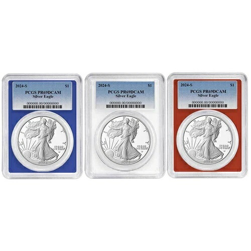 3 個セット - 2024-S $1 プルーフ アメリカン シルバー イーグル PCGS PR69DCAM ブルー ラベル レッド... 150,150円