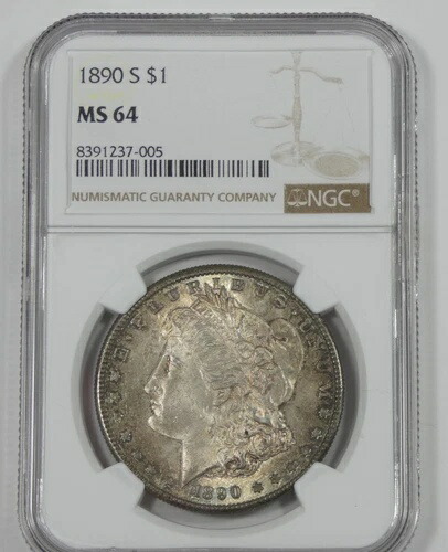 1890-S モルガン・ダラー NGC MS 64 認定シルバーダラー