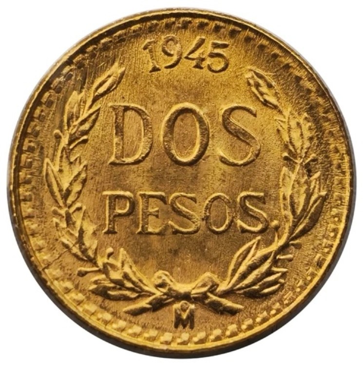 1945 Mo 2 ペソ ドス 2 ペソ メキシコ .900 金貨 # 1329