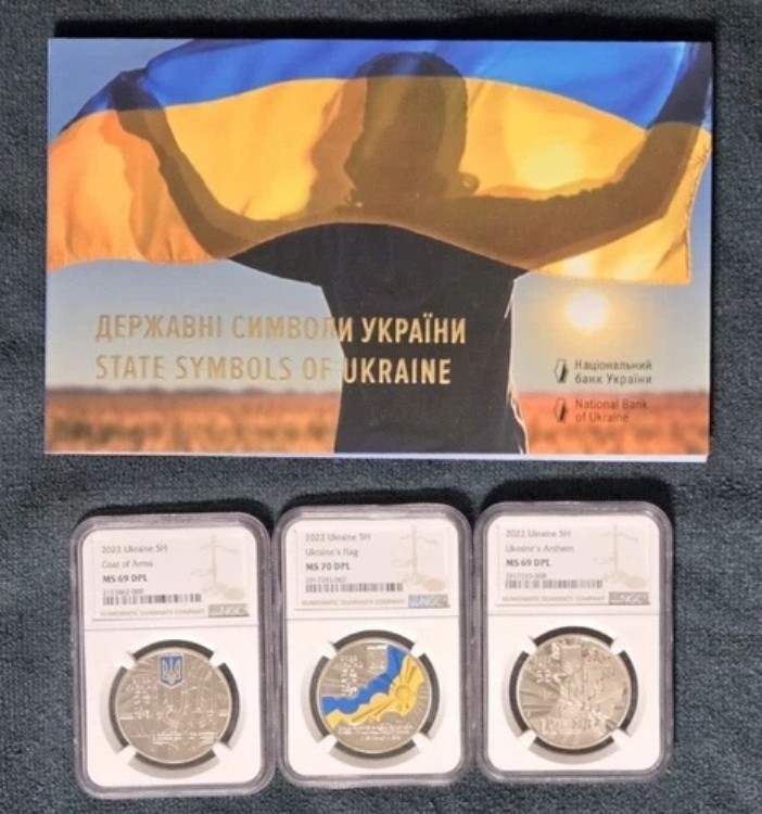 2022 ウクライナ 5H - ウクライナの国章 - 国歌 - 国旗 - 紋章 - NGC MS70/69