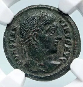 コンスタンティヌス1世（大帝） 真正古代ローマコイン（紀元326年） 花輪付き NGC i89688