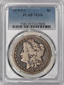 1879-CC モルガン銀貨 $1 PCGS VG10
