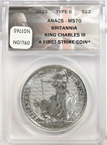 2023年 シルバーラウンド2ポンド ブリタニア キングチャールズ ファーストリリース ANACS MS70 NG1760｜WORLD RESOURCE【KING店】