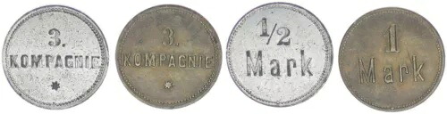 ドイツ領南西アフリカ " 約 1910:1 / 2 Mark+1 Mark Milit?rgeld 3.Kompanie｜WORLD RESOURCE【KING店】