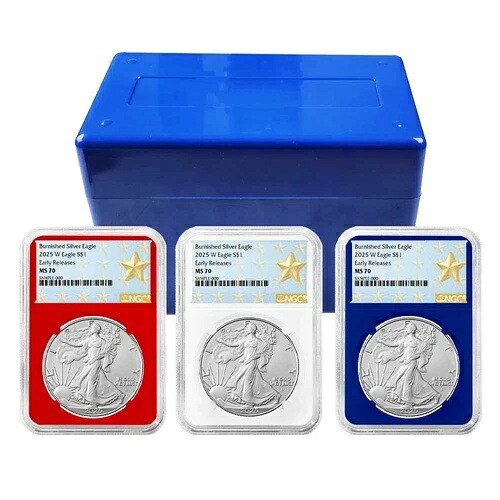 3 個セット - 2025-W $1 1 オンス バーニッシュド アメリカン シルバー イーグル NGC MS70 ER ウェスト ポイ...｜WORLD RESOURCE【KING店】