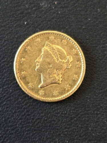 1849年 1ドル金貨、タイプ1、オープンリース、AU詳細