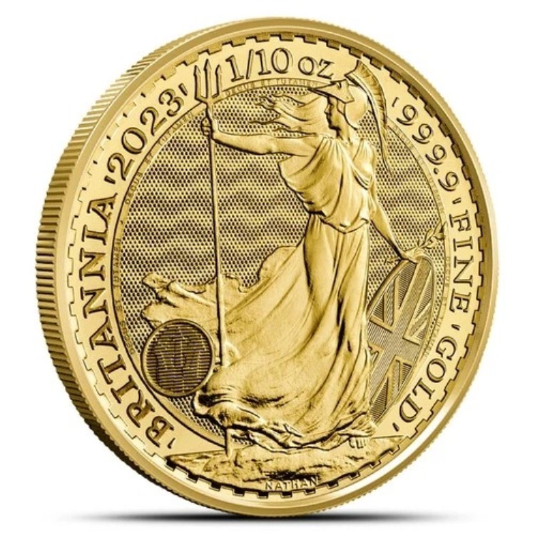 2023年 1/10オンス 英国ブリタニア金貨（BU、キングチャールズ表側）