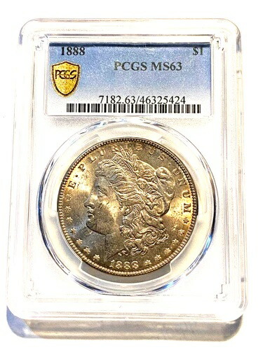 #A7057、モルガン銀貨 PCGS MS 63 1888 P ゴールドシールド 美しいソフトゴールドトーン