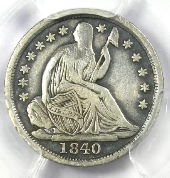 1840-O 着席リバティハーフダイムコイン H10C ドレープなし - PCGS VF認定詳細
