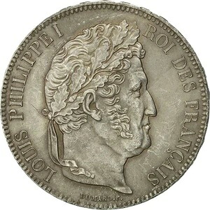 [#452730] コイン、フランス、ルイ フィリップ、5 フラン、1832 年、リール、オーストラリア、シル、ver