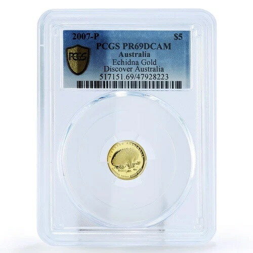 オーストラリア 5ドル 野生動物発見ハリモグラ動物相 PR69 PCGS 金貨 2007年