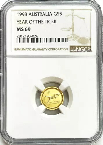1998年 オーストラリア 5ドル金貨 寅年シリーズ1 NGCミント 状態69|WORLD RESOURCE【KING店】