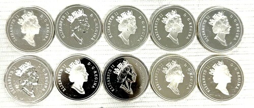 1990年代カナダ製 .925 スターリングシルバー エリザベス2世コイン ラウンド 10枚セット｜WORLD RESOURCE【KING店】